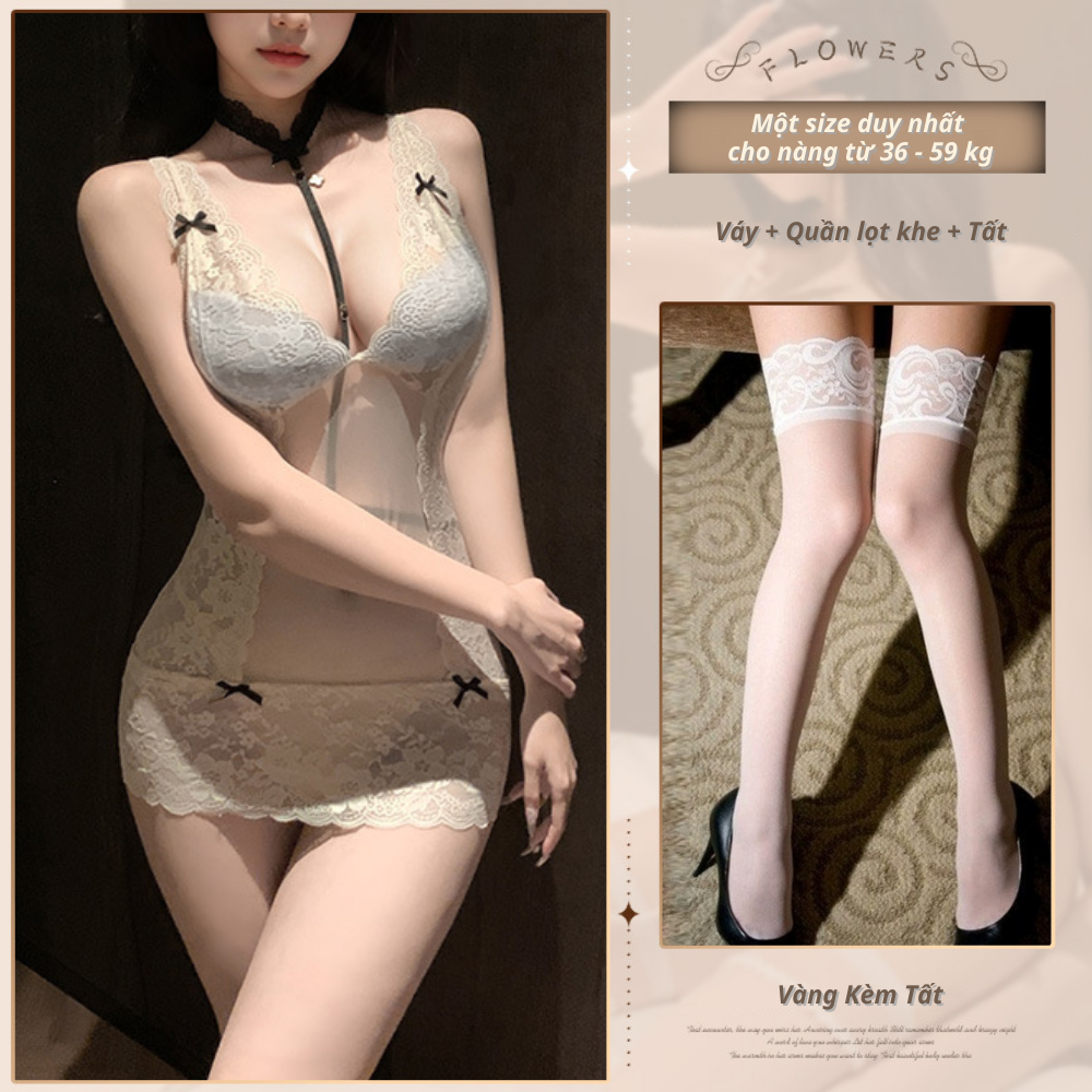 Váy Ngủ Ren Xuyên Thấu Ôm Body Sexy Gợi Cảm, Đầm Ngủ  2 Dây Quyến Rũ - LALA HONEY
