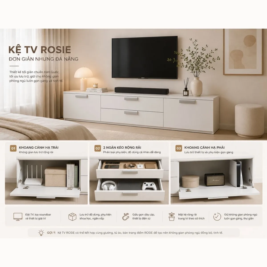 ROSIE TV| Kệ TV Hiện Đại Cho Phòng Ngủ