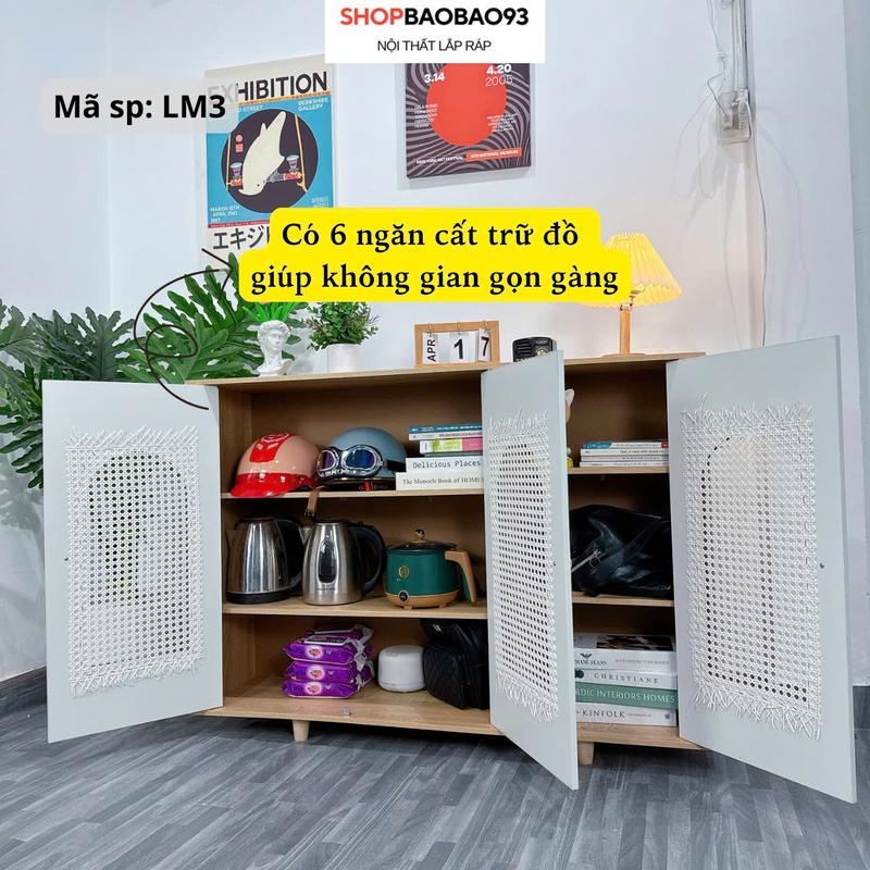 Tủ Để Đồ 3 Cánh Mây, Tủ Gỗ Decor Hiện Đại Màu Trắng Vân Gỗ