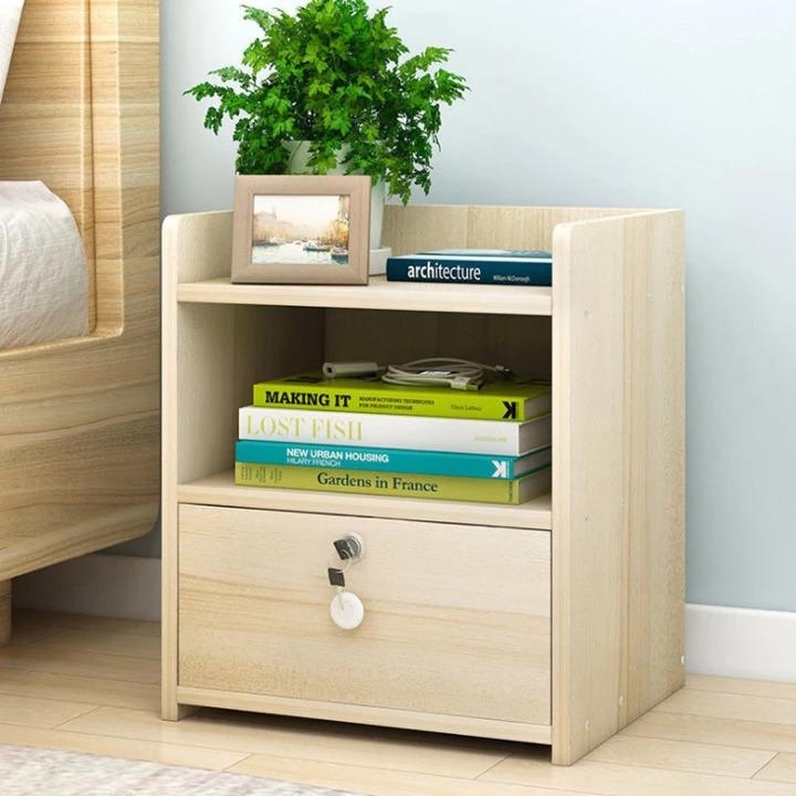 Tủ Đầu Giường Gỗ MDF Nhập Khẩu Loại Tốt Có Ngăn Kéo Khóa An Toàn