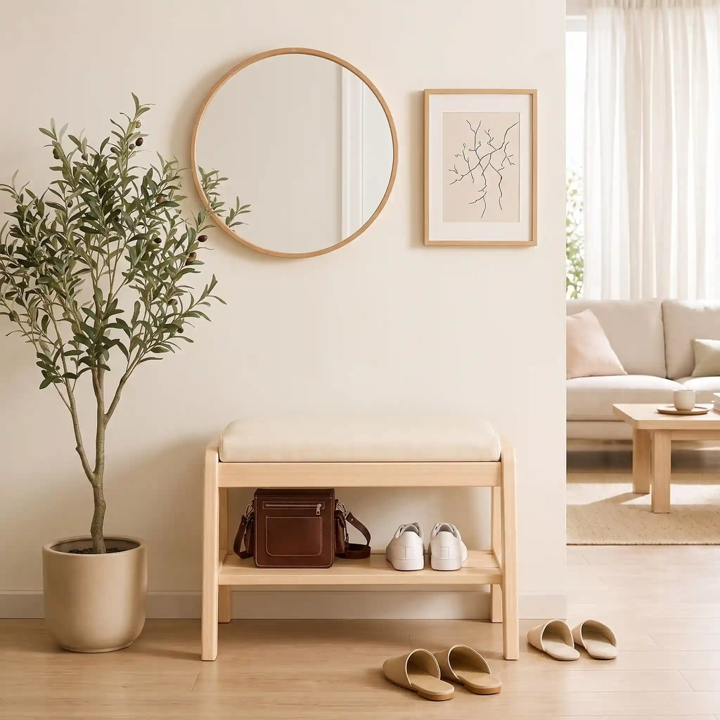 Đôn Thay Giày| Đôn Ngồi Đa Năng Có Đệm Ngồi Japandi