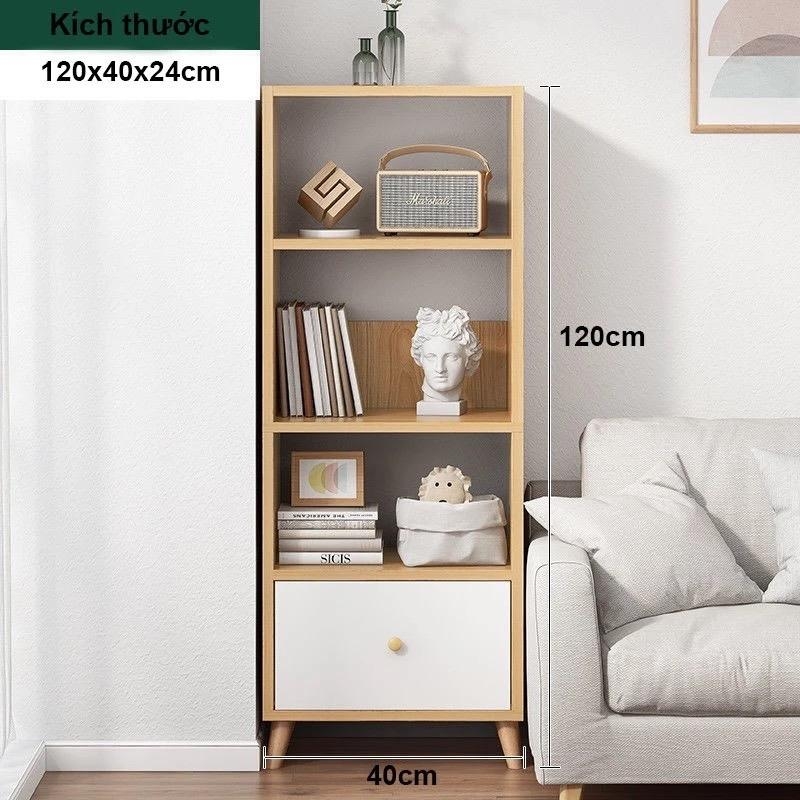 Kệ Sách Gỗ Chân Cao Phong Cách Bắc Âu, Tủ Gỗ Đa Năng Nhiều Tầng
