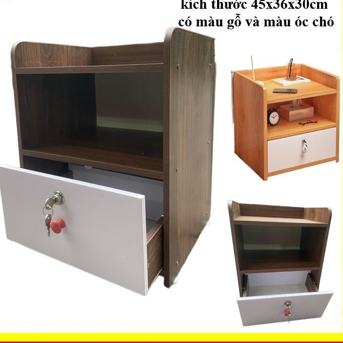 Tủ Đầu Giường Gỗ MDF Nhập Khẩu Loại Tốt Có Ngăn Kéo Khóa An Toàn