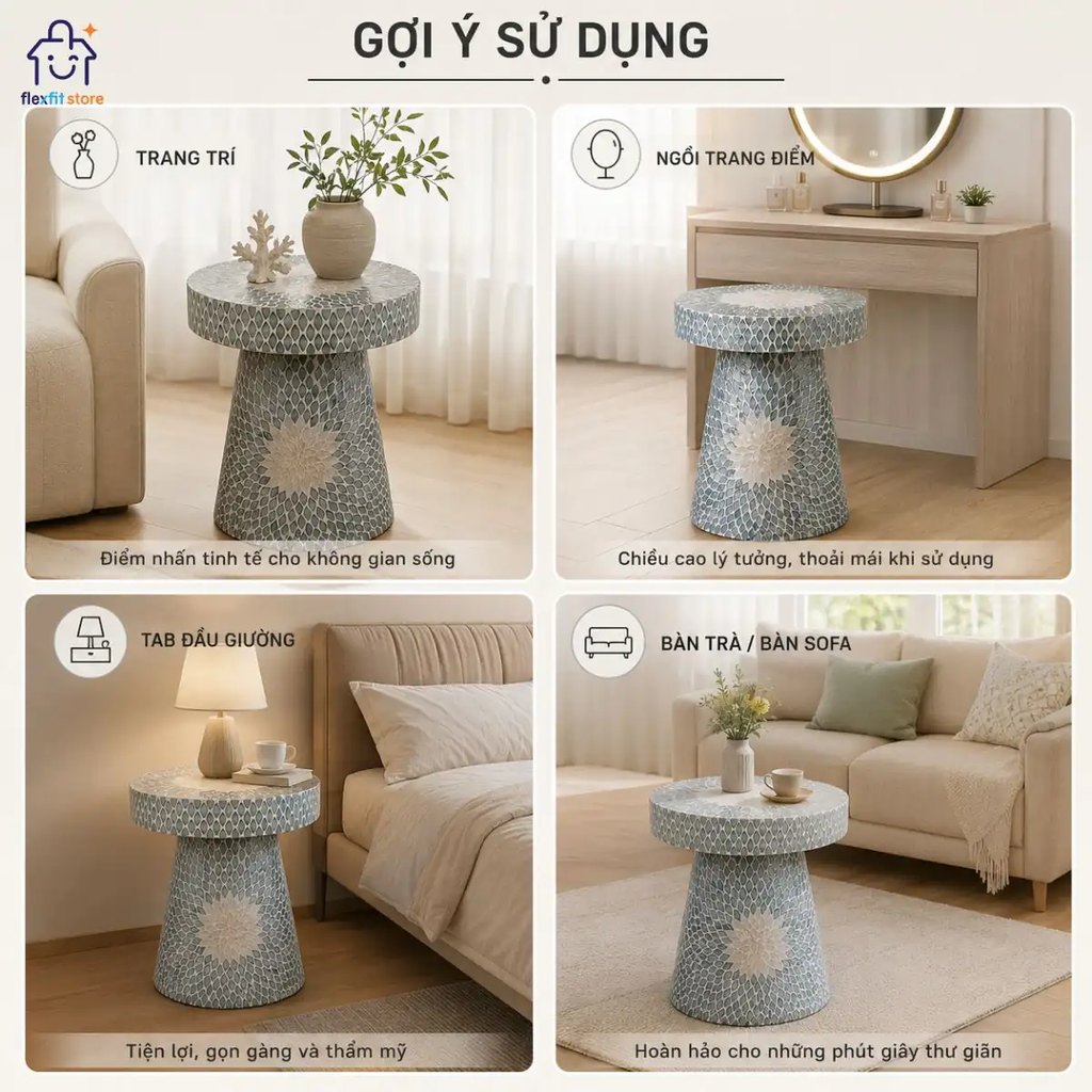 Đôn Khảm Trai Hoa Ánh Xà Cừ Indochine – Điểm Nhấn Nghệ Thuật Cho Không Gian Sang Trọng