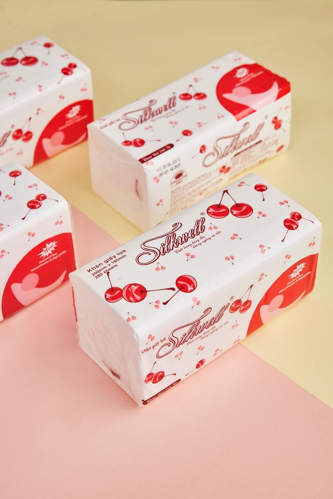 Giấy rút Silkwell Cherry 560 tờ, 2 lớp, 280 lần rút