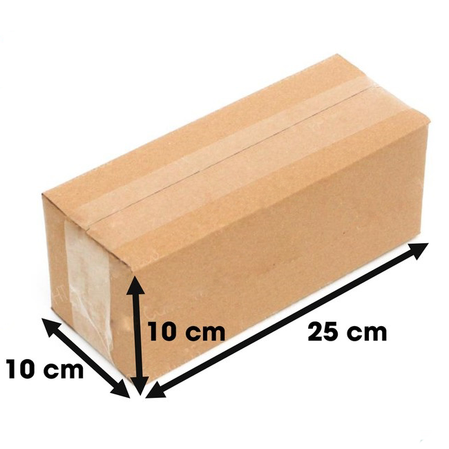 Hộp 25x10x10 cm - 3 lớp sóng B, mặt nâu, đáy mộc, nắp đối
