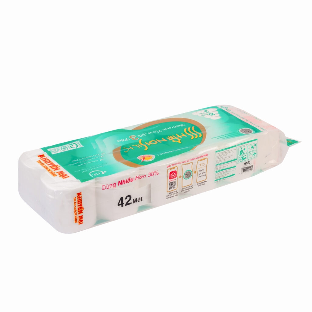 Giấy V/S Hà Nội 3 lớp Xanh - không lõi (10 cuộn/dây x 10 dây/thùng)