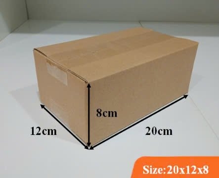 Hộp 20x12x8 cm - 3 lớp sóng B, mặt nâu, đáy mộc, nắp đối