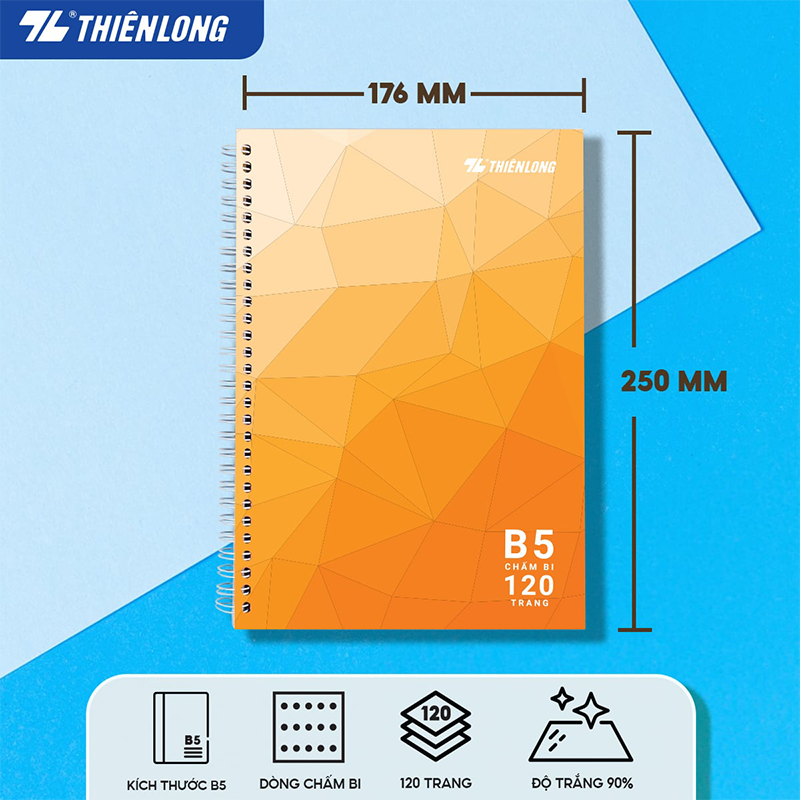 Sổ lò xo CHẤM B5 120T MB-018 lốc 5