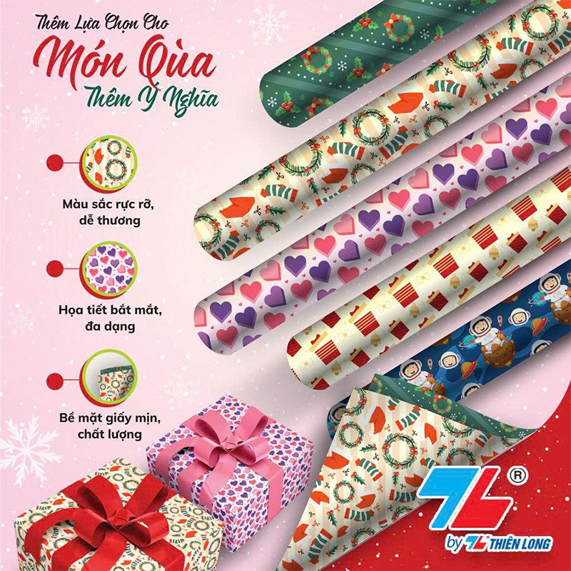 Giấy gói quà 70x50cm phủ bóng GGQ-003 - 4 họa tiết khác nhau
