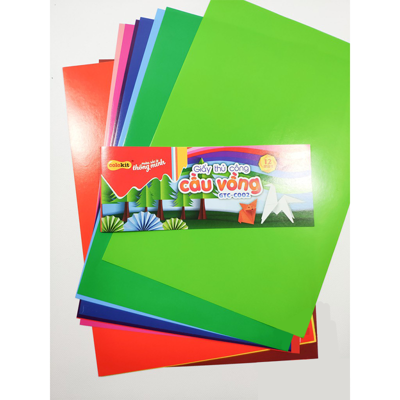 Giấy thủ công GTC-C002 12 màu khổ vừa
