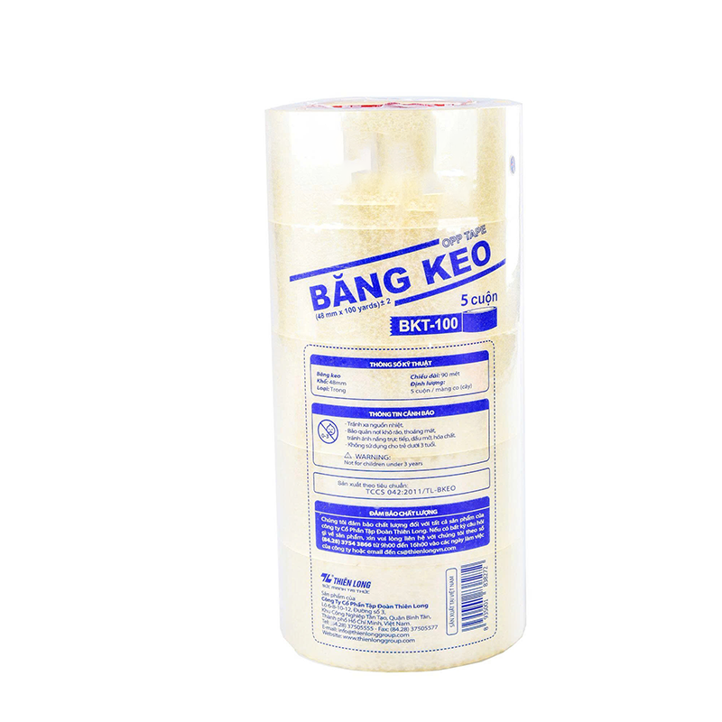 Băng keo trong BKT-200 cây 5 - (48mm x 200Y x 0.043mm)