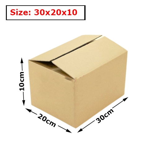 Hộp 30x20x10 cm - 3 lớp sóng B, mặt nâu, đáy mộc, nắp đối