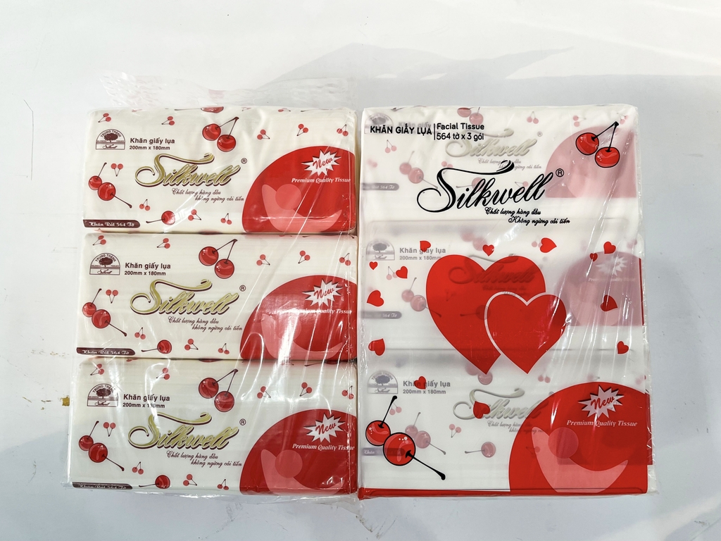 Giấy rút Silkwell Cherry 564 tờ, 3 lớp, 188 lần rút