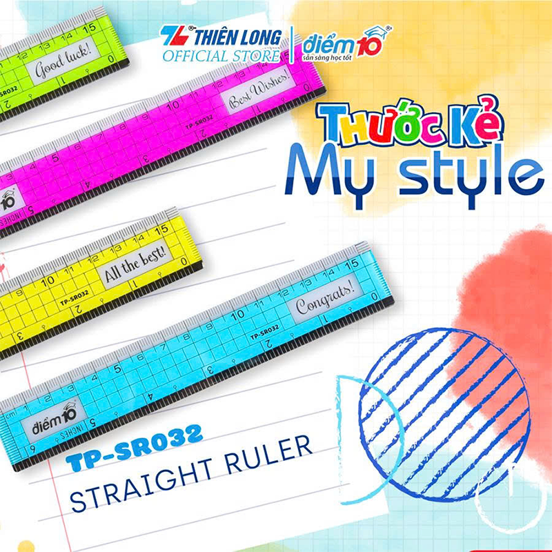Thước thẳng 15cm TP-SR032 túi 1/T400