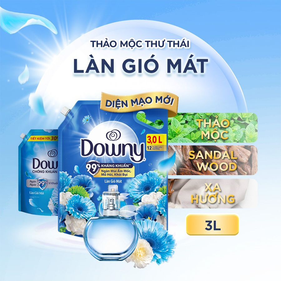 Nước xả Downy túi 3LX4 làn gió mát crown