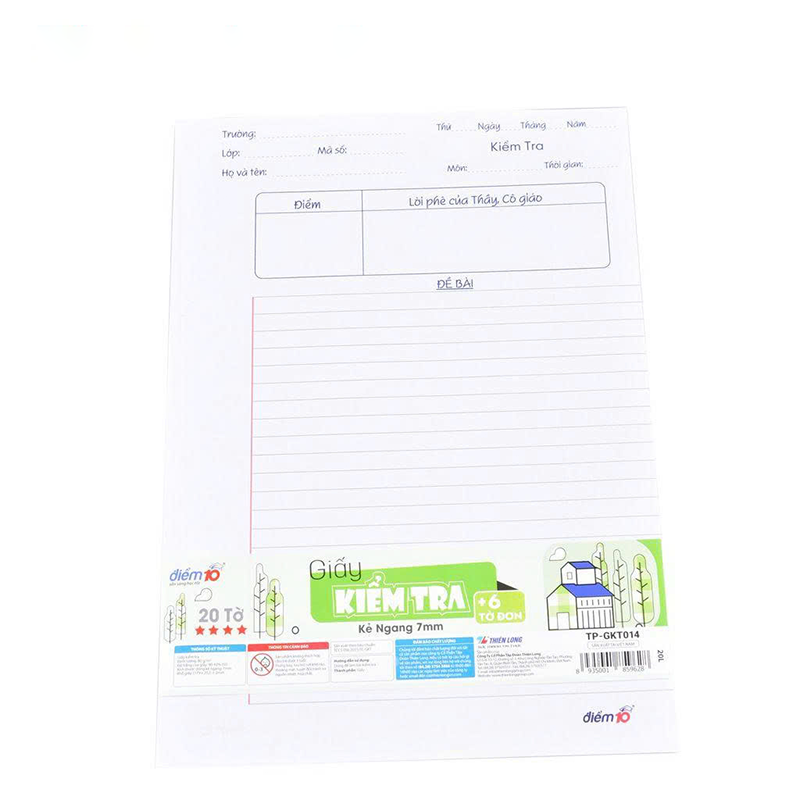 Giấy kiểm tra TP-GKT14 kẻ ngang