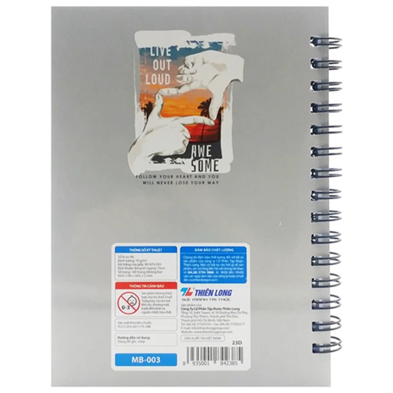 Sổ lò xo dọc A6 160T MB-003 lốc 5