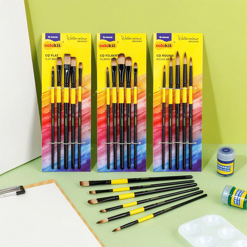 Cọ vẽ màu nước đầu tròn BRW-C004 túi 5