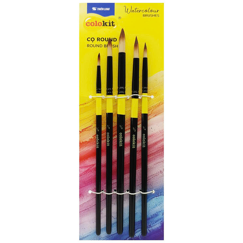 Cọ vẽ màu nước đầu tròn BRW-C004 túi 5