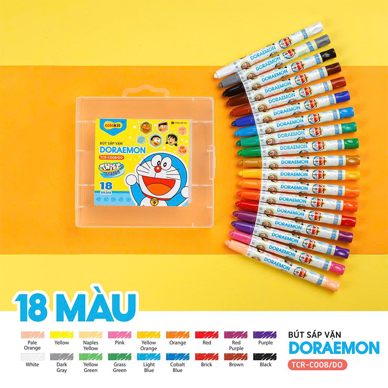 Bút sáp vặn TCR-C008/DO 18 màu