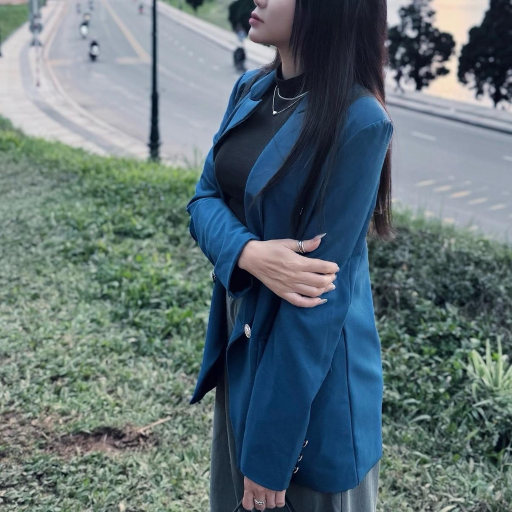 BL - Áo Blazer 6 Nút Đồng Thun Cotton Lạnh Nữ Jacket