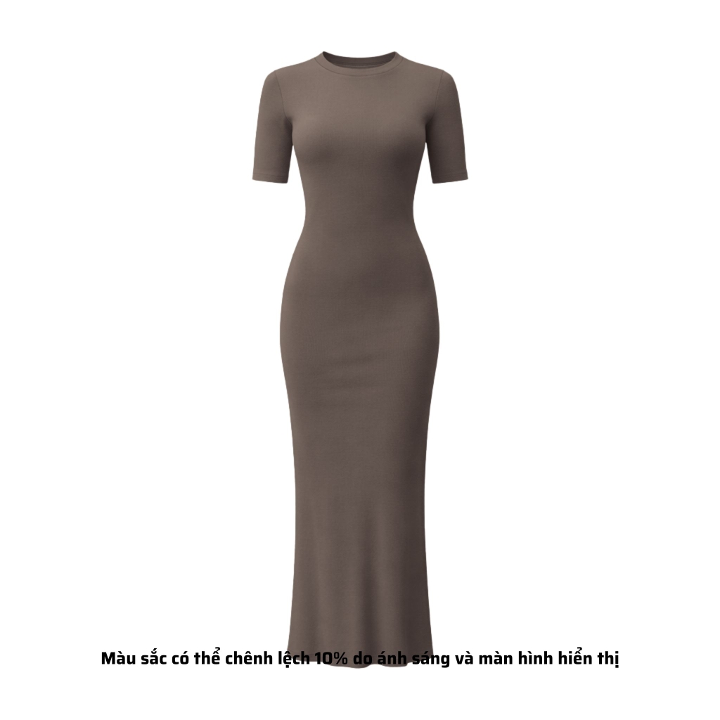 DD17 - Đầm Bodycon Cổ Tròn Tay Lửng Dáng Dài Ôm Body 123cm