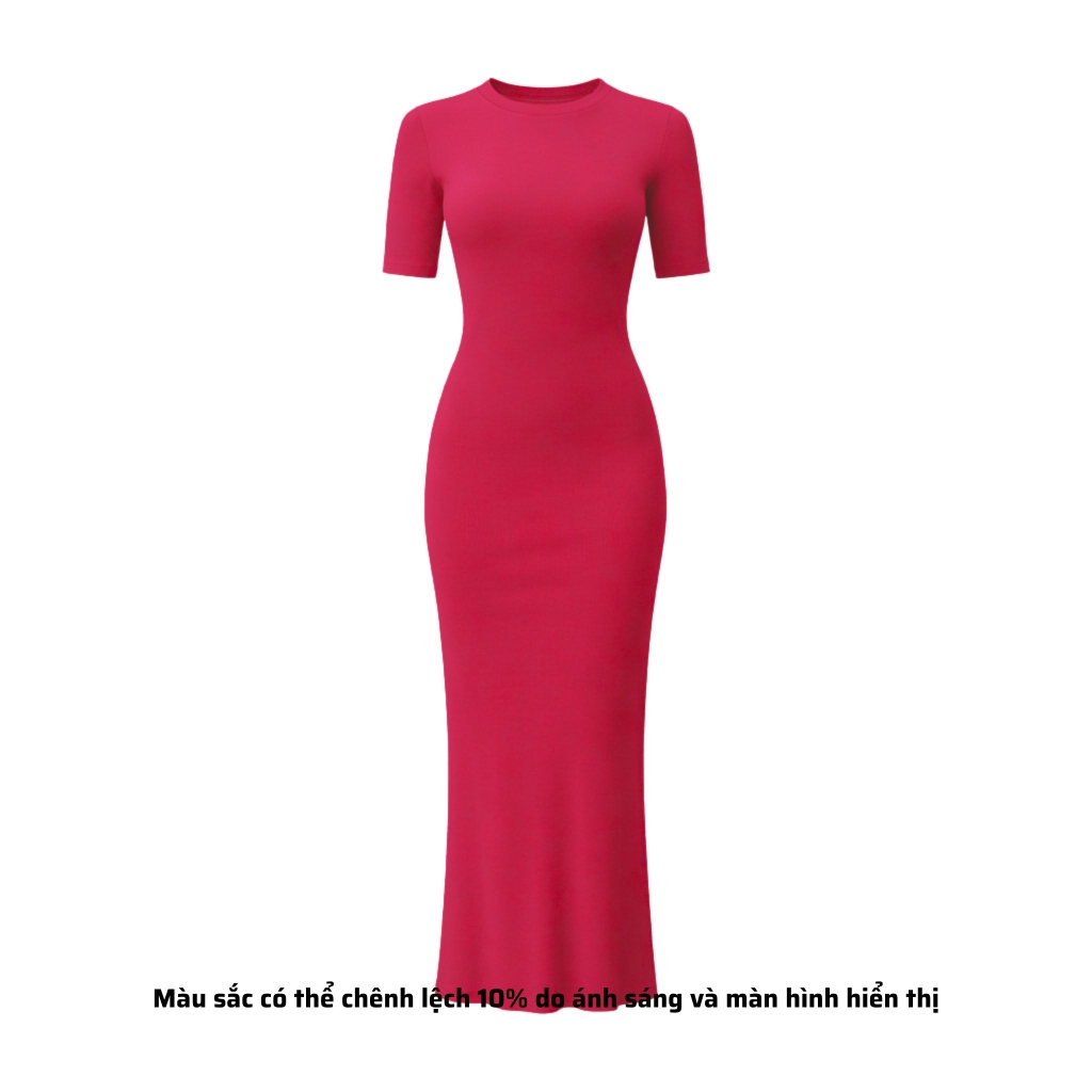 DD17 - Đầm Bodycon Cổ Tròn Tay Lửng Dáng Dài Ôm Body 123cm