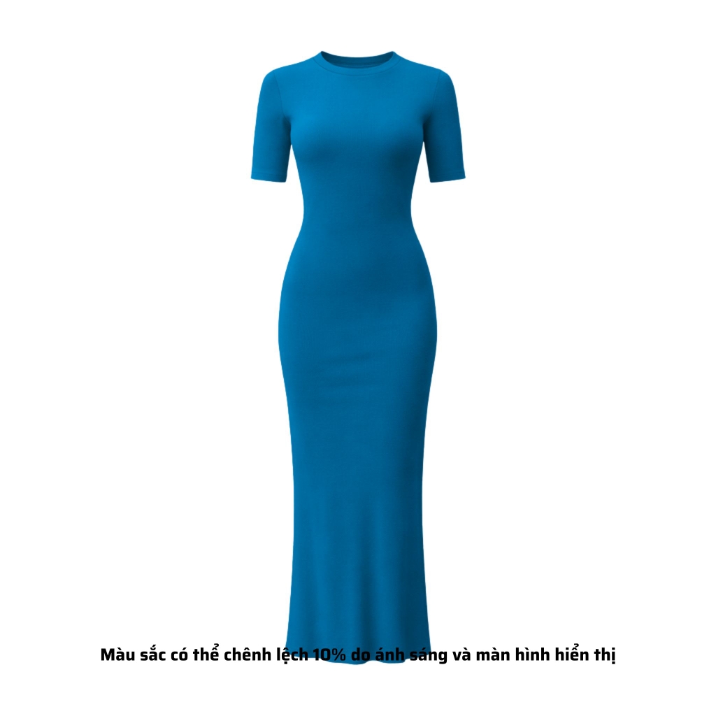 DD17 - Đầm Bodycon Cổ Tròn Tay Lửng Dáng Dài Ôm Body 123cm