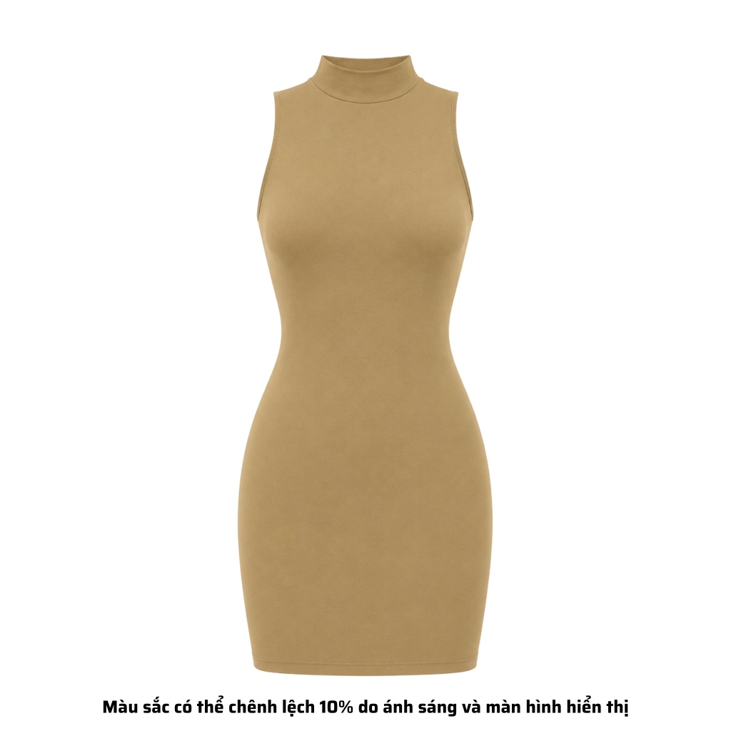 DN3 - Đầm Dáng Ngắn Ôm Body Cổ Lọ Trụ Thun Cotton Borip