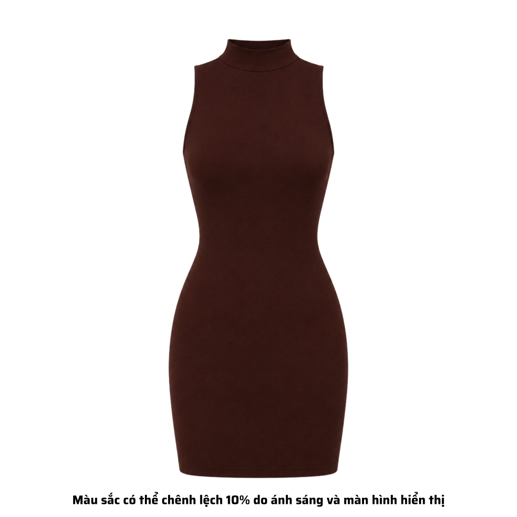 DN3 - Đầm Dáng Ngắn Ôm Body Cổ Lọ Trụ Thun Cotton Borip