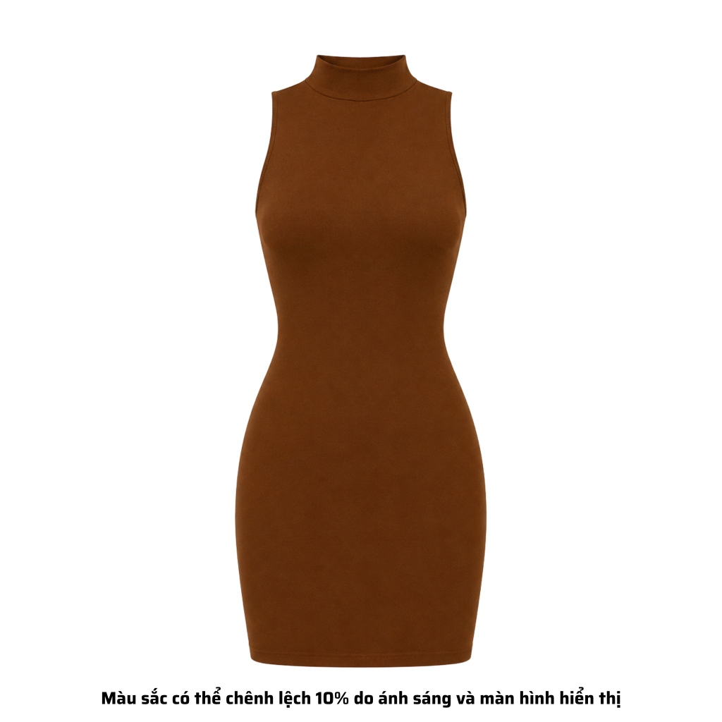 DN3 - Đầm Dáng Ngắn Ôm Body Cổ Lọ Trụ Thun Cotton Borip