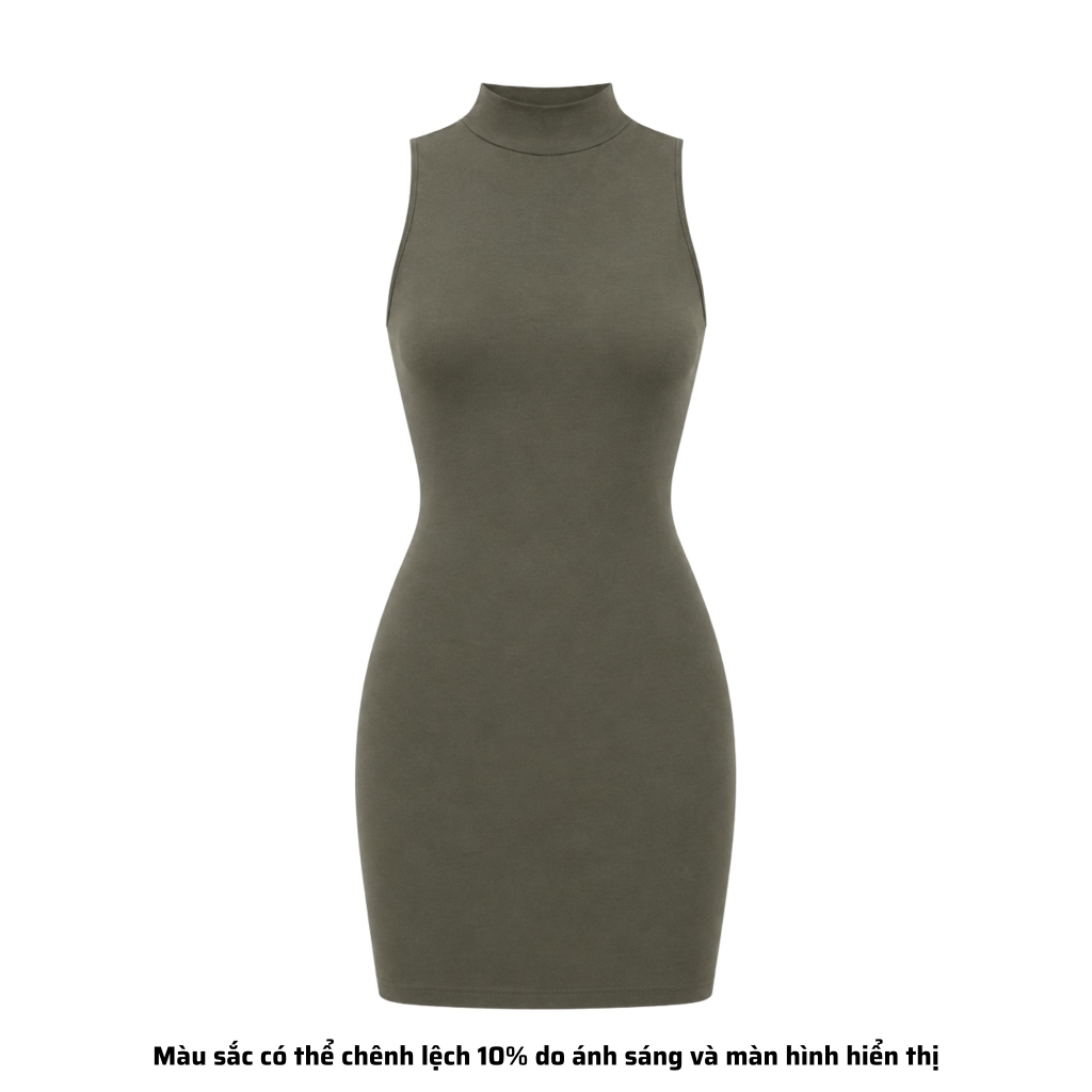DN3 - Đầm Dáng Ngắn Ôm Body Cổ Lọ Trụ Thun Cotton Borip