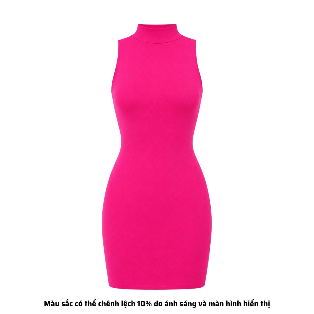 DN3 - Đầm Dáng Ngắn Ôm Body Cổ Lọ Trụ Thun Cotton Borip