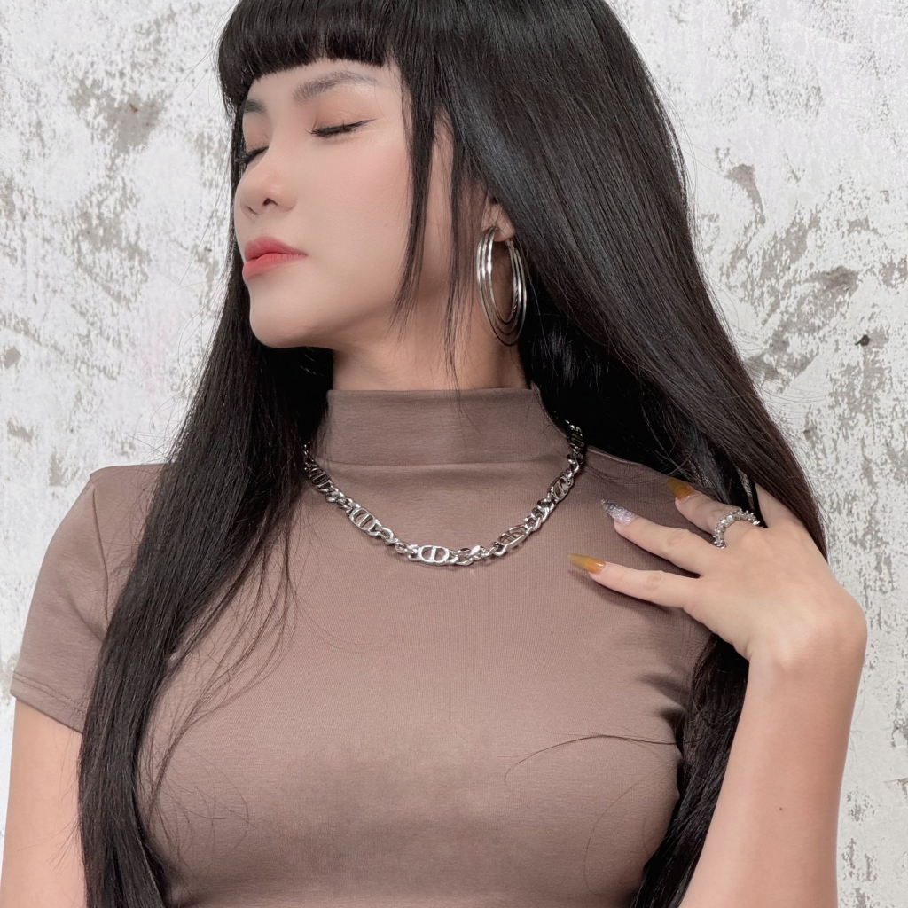 DD14 - Đầm Cổ Trụ Tay Con Dáng Dài Ôm