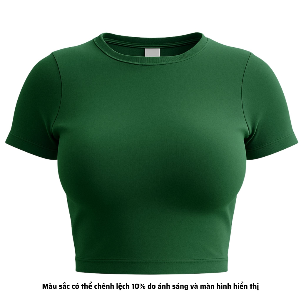 TC - Áo Thun Croptop Cổ Tròn Tay Con