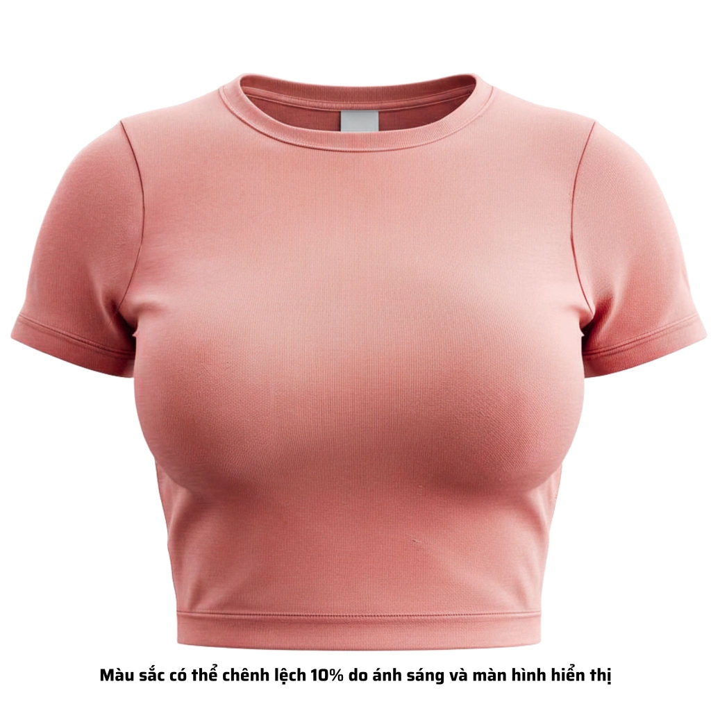 TC - Áo Thun Croptop Cổ Tròn Tay Con