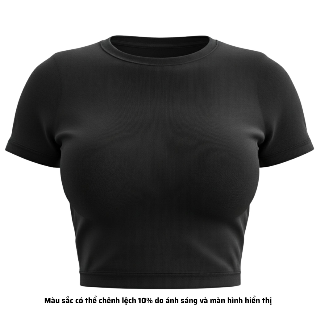 TC - Áo Thun Croptop Cổ Tròn Tay Con