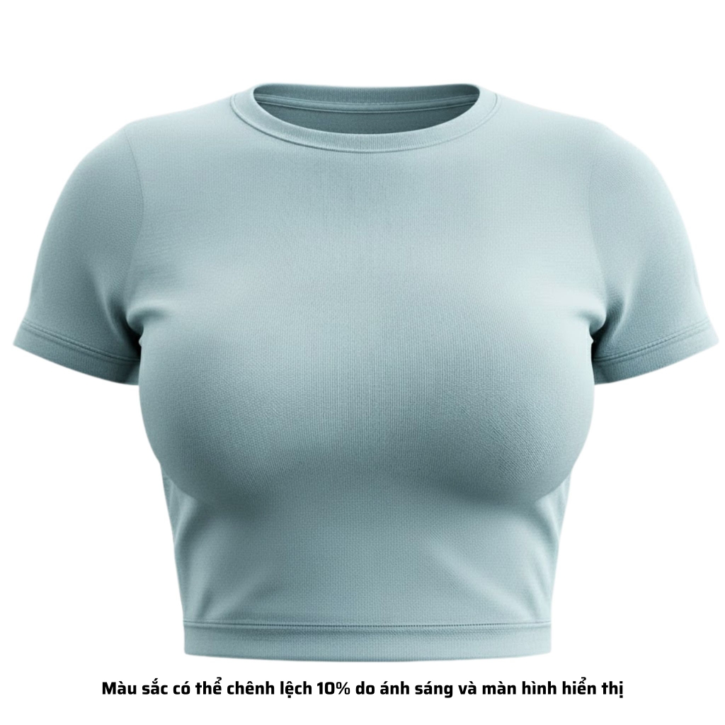 TC - Áo Thun Croptop Cổ Tròn Tay Con