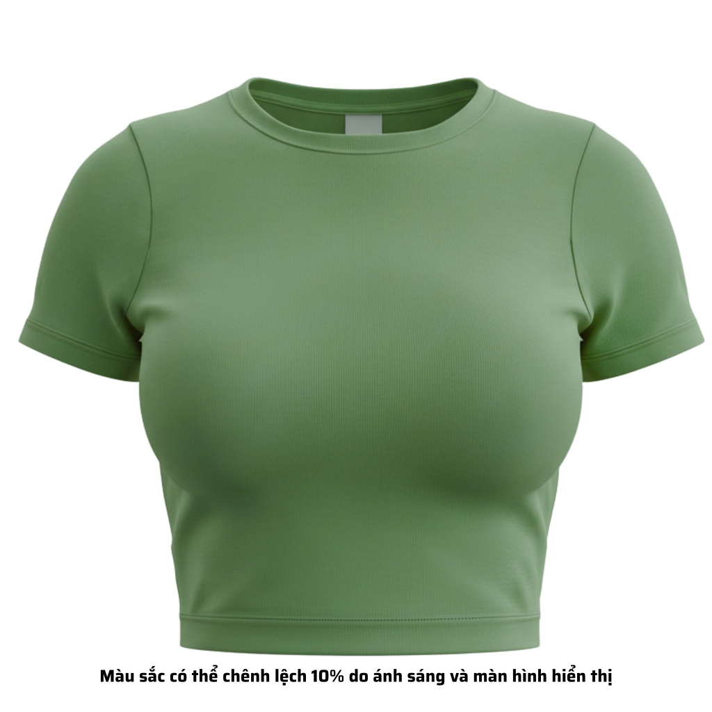 TC - Áo Thun Croptop Cổ Tròn Tay Con