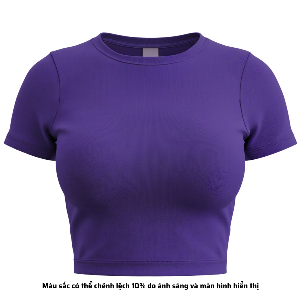 TC - Áo Thun Croptop Cổ Tròn Tay Con