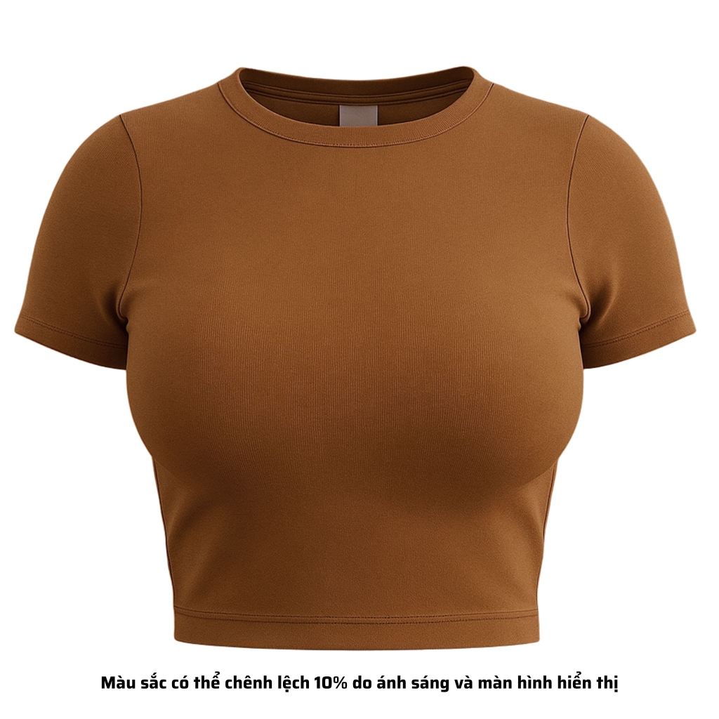 TC - Áo Thun Croptop Cổ Tròn Tay Con