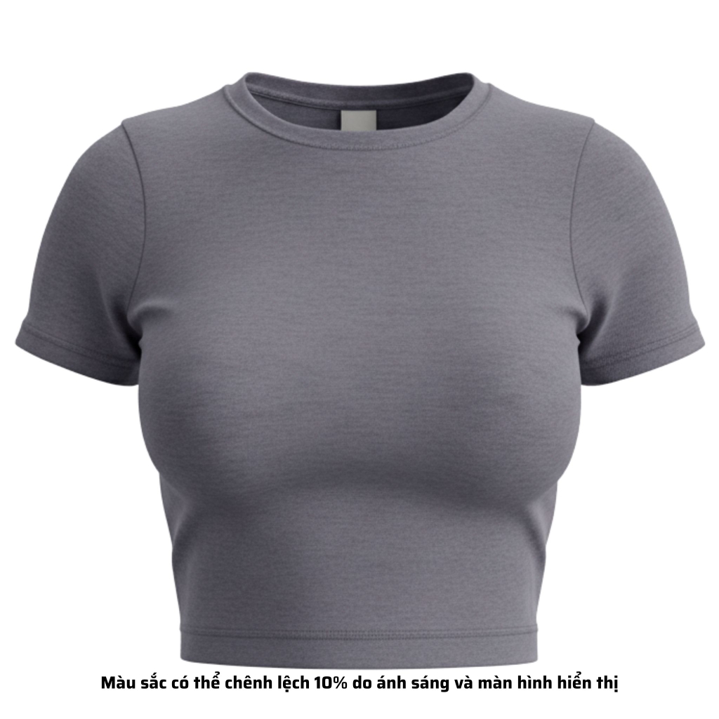 TC - Áo Thun Croptop Cổ Tròn Tay Con