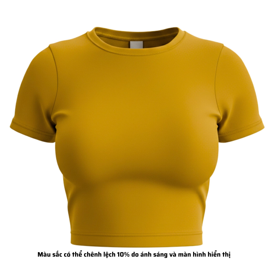 TC - Áo Thun Croptop Cổ Tròn Tay Con