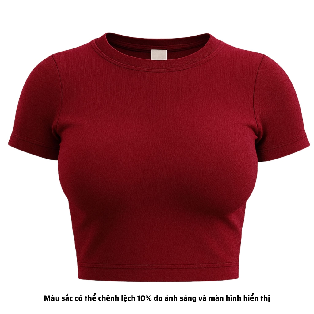 TC - Áo Thun Croptop Cổ Tròn Tay Con