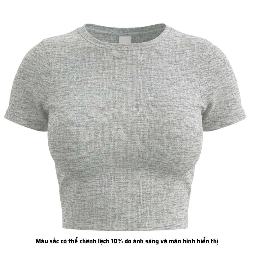 TC - Áo Thun Croptop Cổ Tròn Tay Con