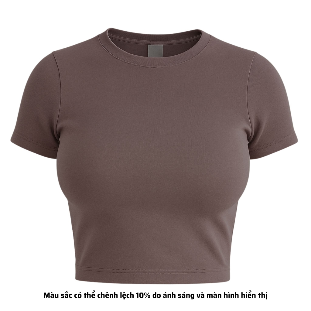 TC - Áo Thun Croptop Cổ Tròn Tay Con
