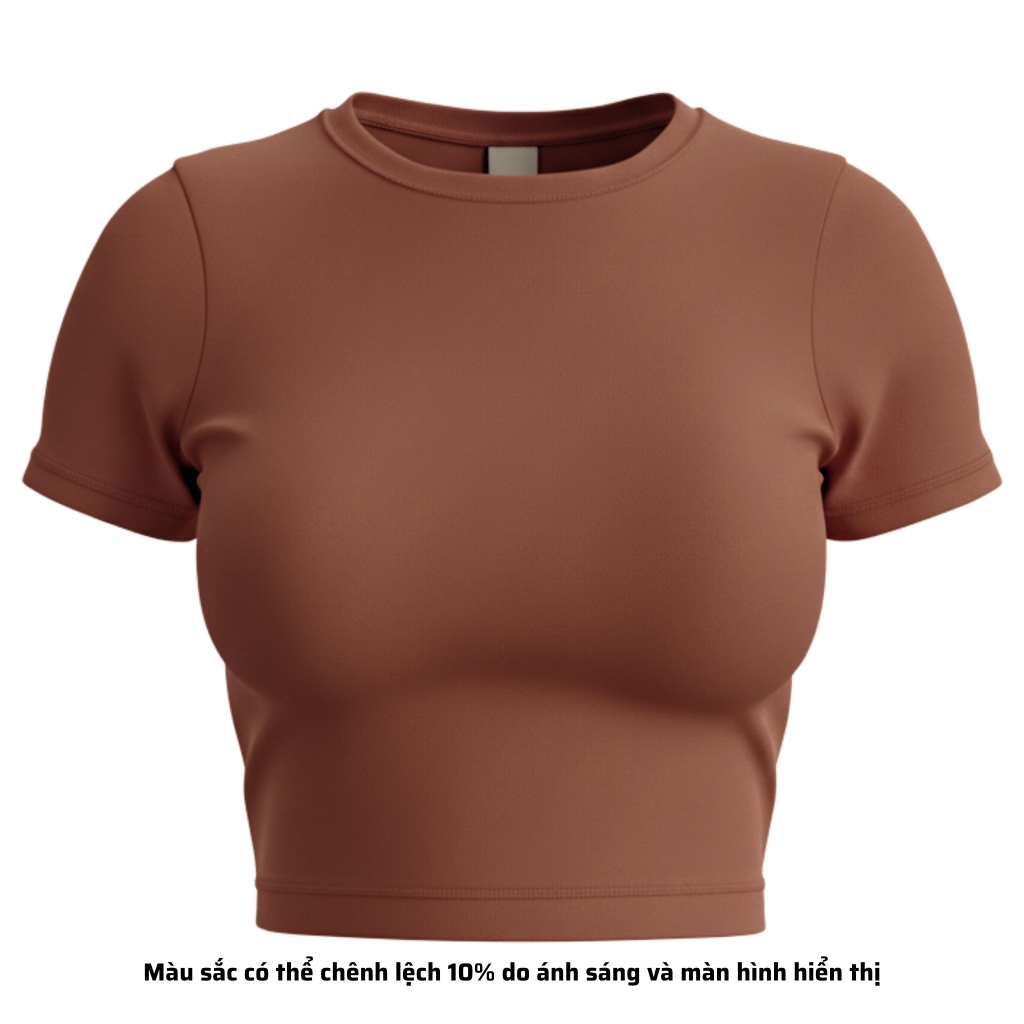 TC - Áo Thun Croptop Cổ Tròn Tay Con