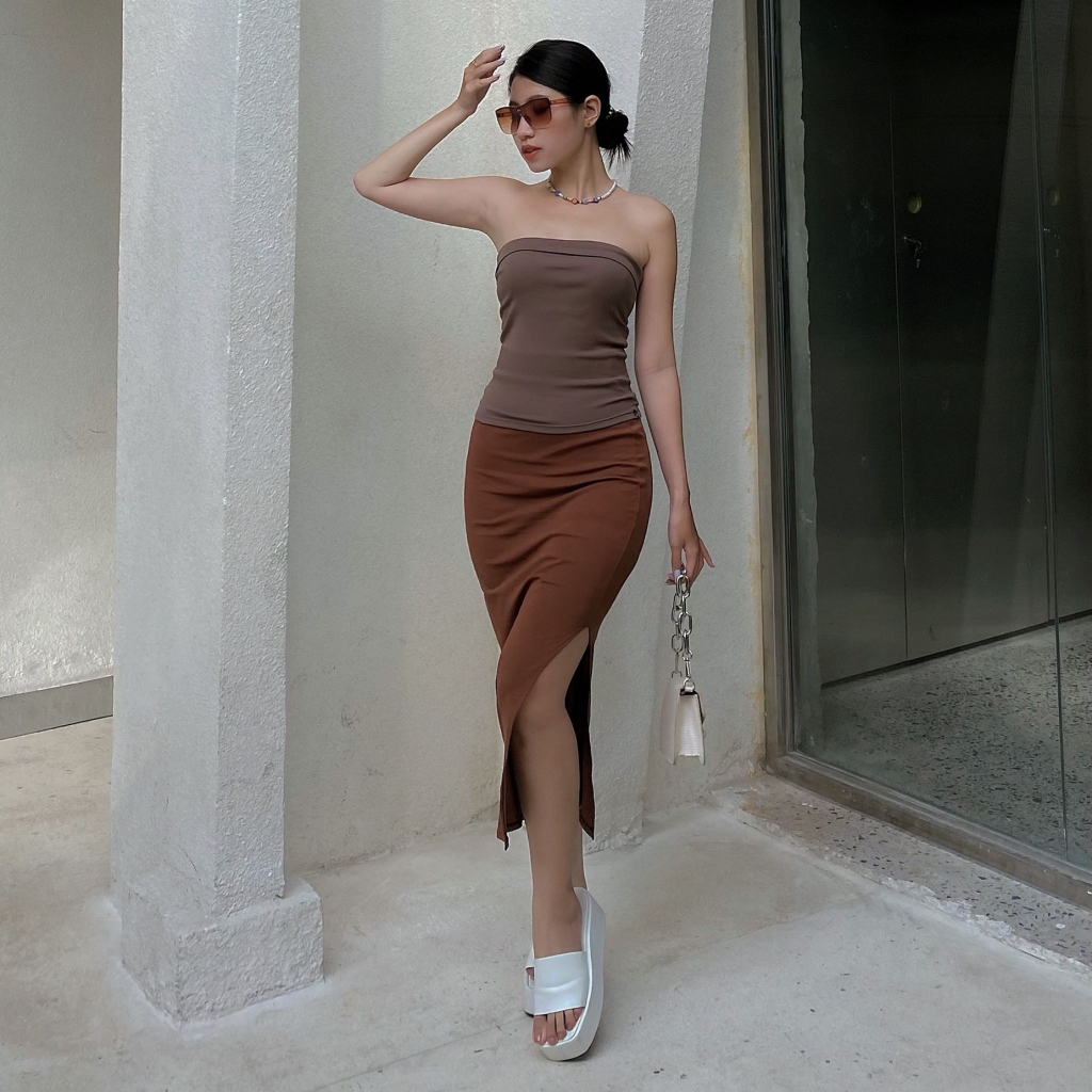 XS - Chân Váy Thun Borip Bozip Xẻ Sườn Co Dãn Giãn