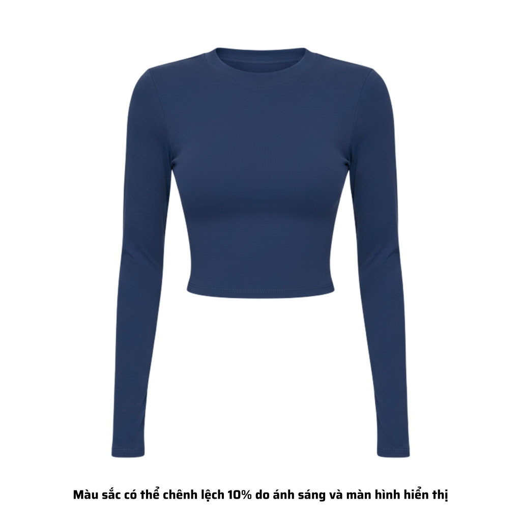 TD - Áo Tay Croptop Dài Cổ Tròn Ôm Dáng Trơn Thun Borip